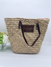 Bolso de Mano Bvlgari Resort Dubai Mimbre Paja Playa Verano Talla Grande