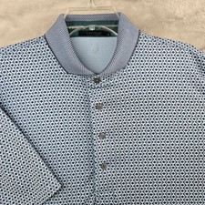 Greyson Mens Polo Shirt Large Blue Geometric Print Short Sleeve Golf Performance