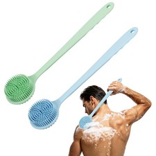 2Pcs Silicone Back Scrubber, Back Scrubber for Shower, Light Blue/Light Green