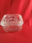 Vtg Rectangular Federal Glass Refrigerator Dish w Lid Embossed Fruit On Top