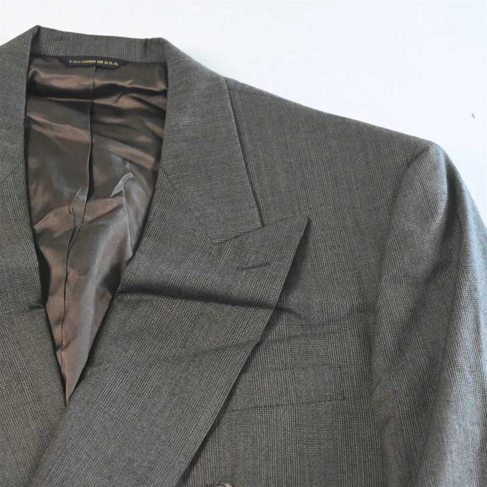 Abrigo Chaqueta Blazer De Colección EE. UU. Austin Reed 42R Cuadros Glenn 100% Lana Doble Pecho Foto 2 de 4