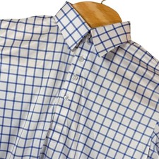 Collars  Co The Original Dress Collar Polo Shirt Men Small Blue Grid Check NWOT