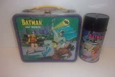 Nice Vintage 1966 Batman & Robin metal lunch box & Metal Thermos Hard to Find!