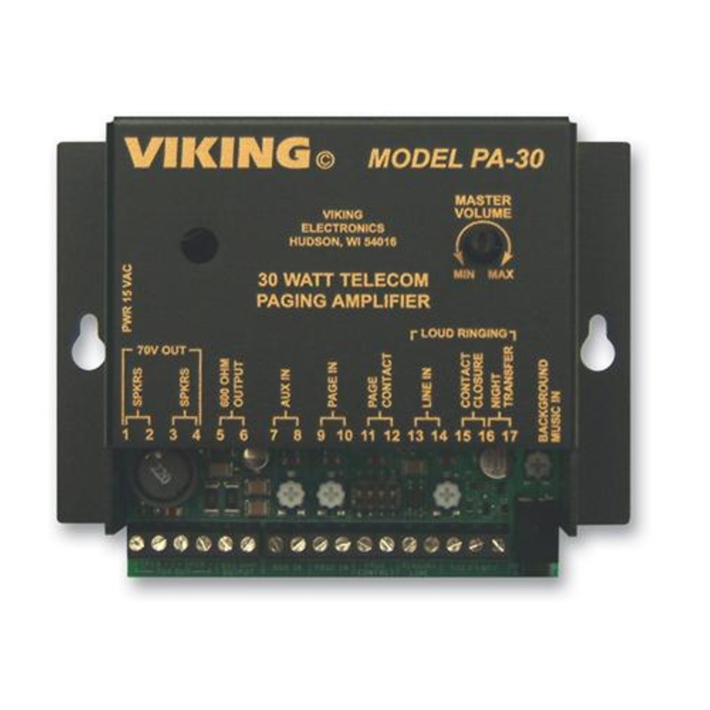 Viking Electronics PA-30 30 Watt Telecom Paging Amplifier Loud Ringing