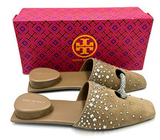 NEW TORY BURCH PIERCED CRYSTAL MULE RIVER ROCK SUEDE SZ US 7 SOLD OUT 