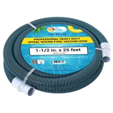 1-1/2" x 25 Foot Heavy Duty Spiral Wound Swimming Pool Vacuum Hose, Swivel Cuff