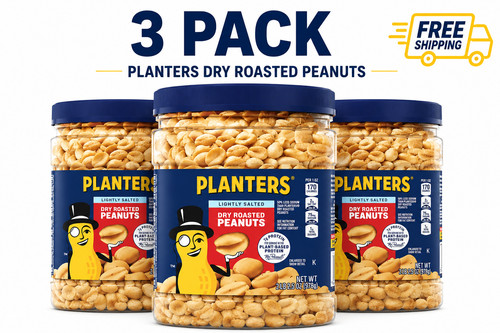 Planters Lightly Salted Dry Roasted Peanuts ~ Heart Healthy 2.16 lb (3 Pack)