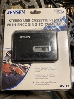 Jensen JSCR-50 Cassette Player Tape Convertor to MP3 w/Encoding to Computer NEW