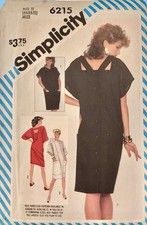 SALE! UNCUT MISS Dress Simplicity Pattern 6215 Vntg 1983-Instr-SIZE H (6-8-10)