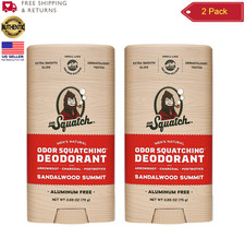2 Pack Dr. Squatch Men's Natural Deodorant Sandalwood Summit 2.65oz - New