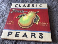 Fabulous CLASSIC PEARS Quality Print On Canvas Frame 245x245mm Made In Canada 