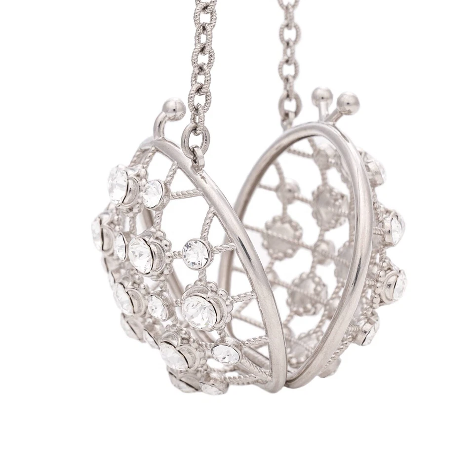 DOLCE & GABBANA Jaula de Cristal Bolso sin asas Colgante Cadena Collar Plata 12714 Foto 4 de 4