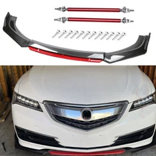 Front Bumper Lip Splitter Spoiler Body Kit Carbon Fiber Rods For 13-21 Acura ILX