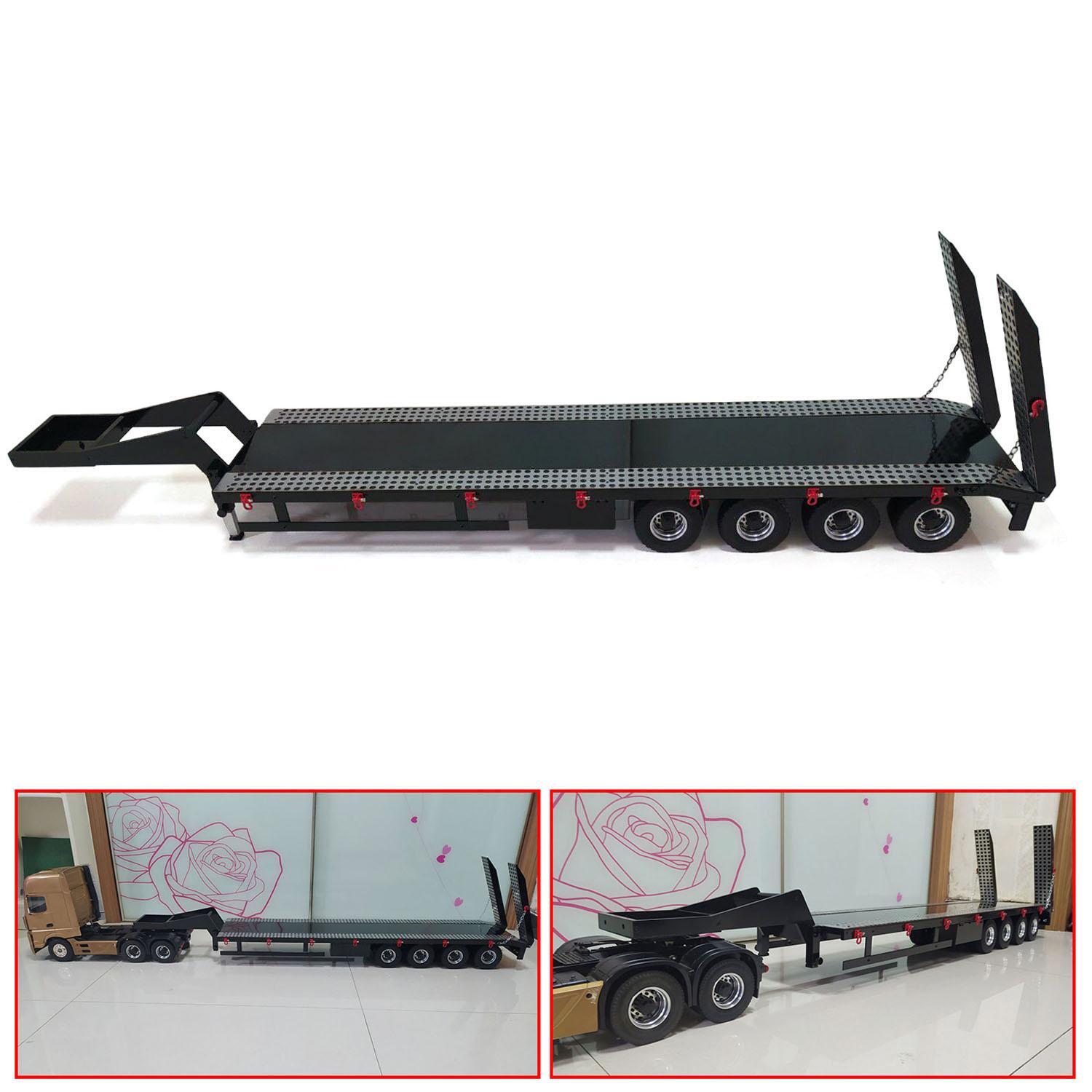 1/14 Semi-trailer Metal 4 Axles Trailer for RC Tractor Truck Radio Control Car-image