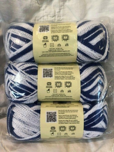 Premier Yarns Starbella Stripes Keep Cool #17-07 Blue White 3 Pack Ruffle Scarf - Picture 2 of 7