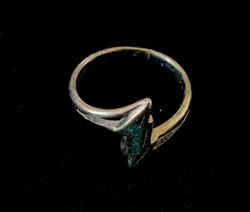 Vintage Faux Türkis Silber Blitzschlag Ring Größe 3,5