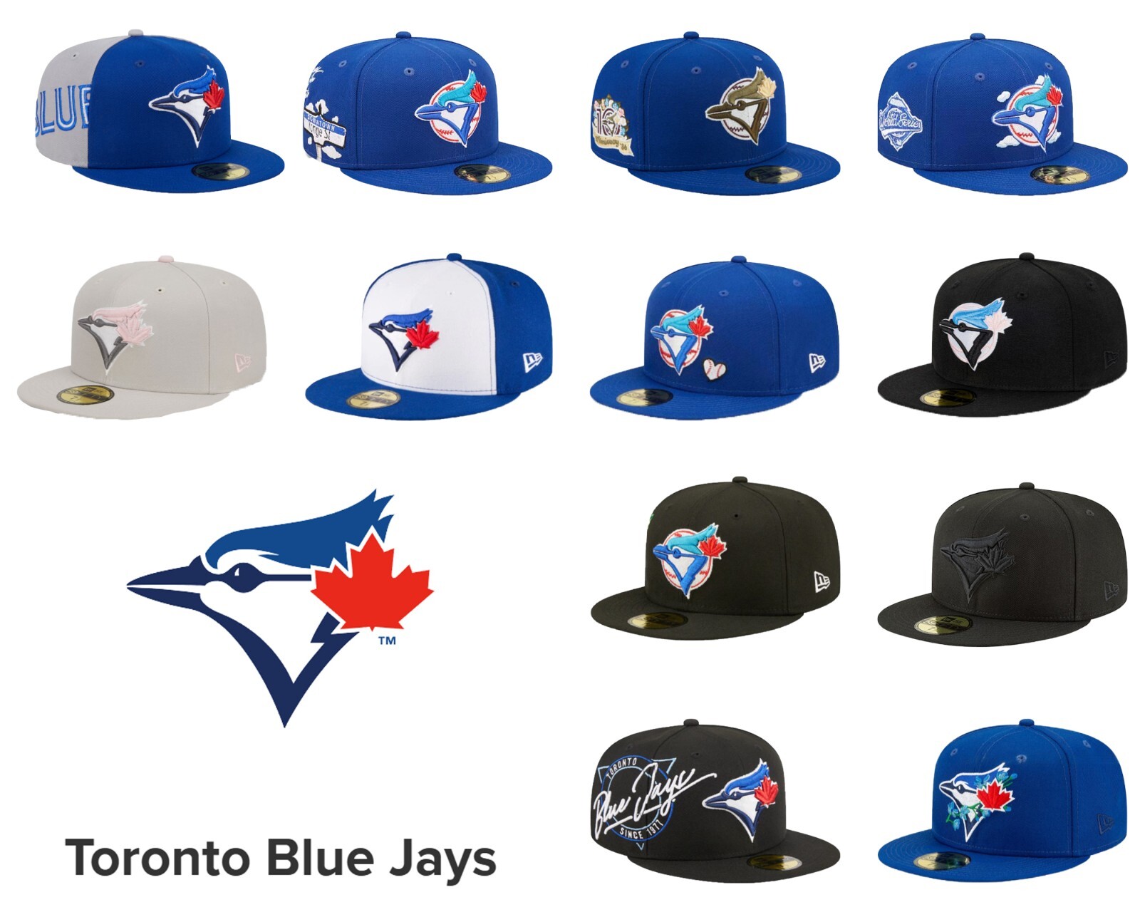 New MLB Toronto Blue Jays New Era Men's Baseball Cap 59FIFTY Fitted Cap