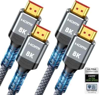 10K 8K HDMI 2.1 Cable 2-Pack 6.6FT, Highwings Certified 48Gbps Ultra High Speed 