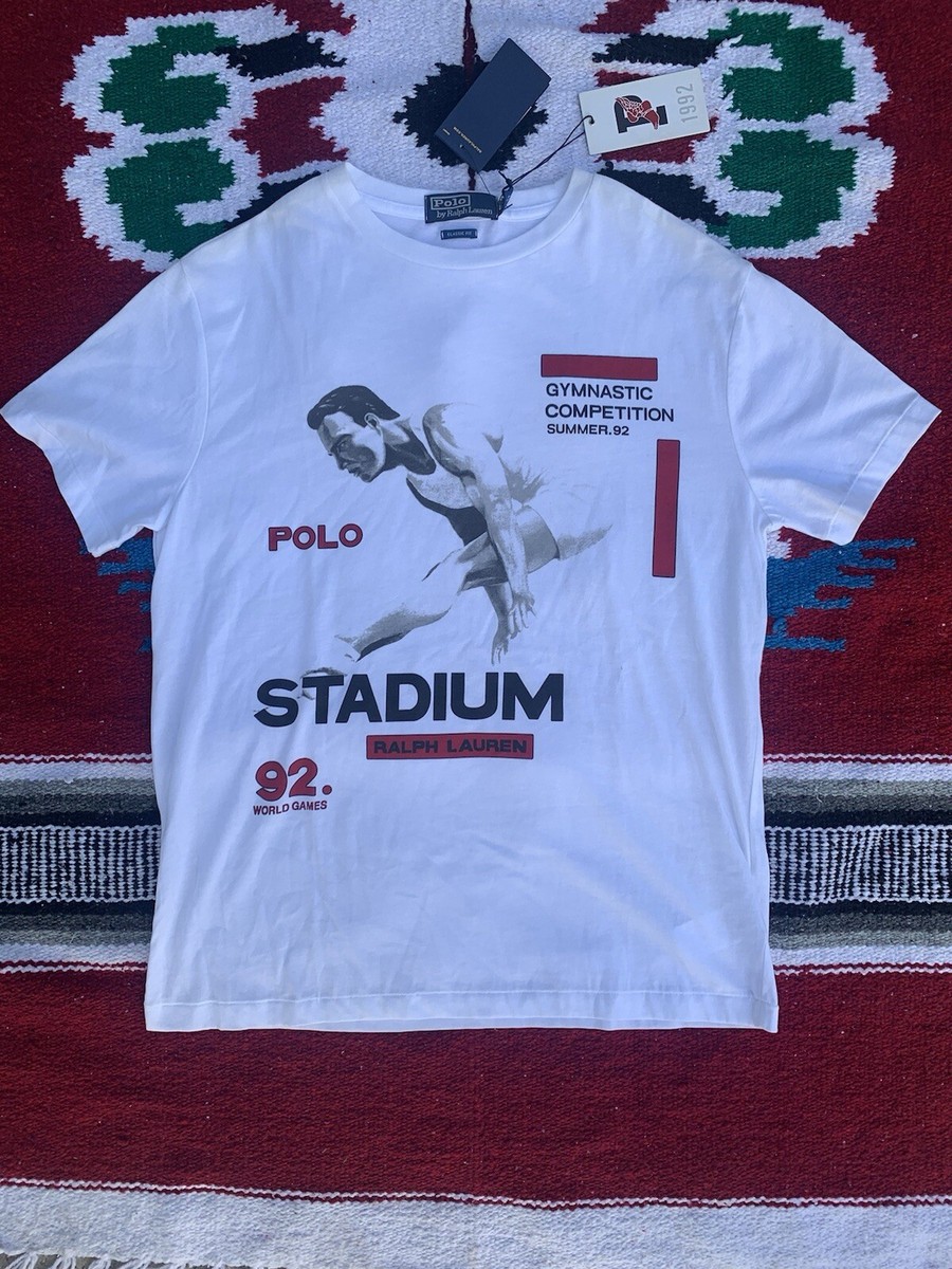 NWT Polo Ralph Lauren Stadium Gymnastics 1992 White S/S Mens NWT Polo Ralph Lauren Stadium Gymnastics 1992 White S/S Mens