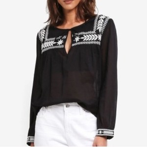 black and white peasant top