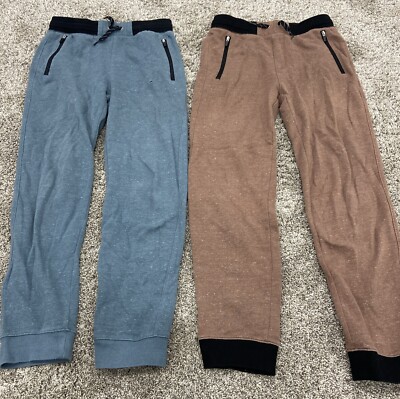 OLD NAVY Boys Drawstring Sweat Pants Joggers Rust Blue Zip Pockets Sz XL  14/16