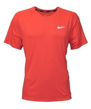 Nike Men's Miler UV UPF40 Logo Swoosh Performance Running Orange Dri-Fit Shirt