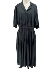 Totokaelo Archive Women's Black Elbow Sleeve Midi Shirt Dress Size Large