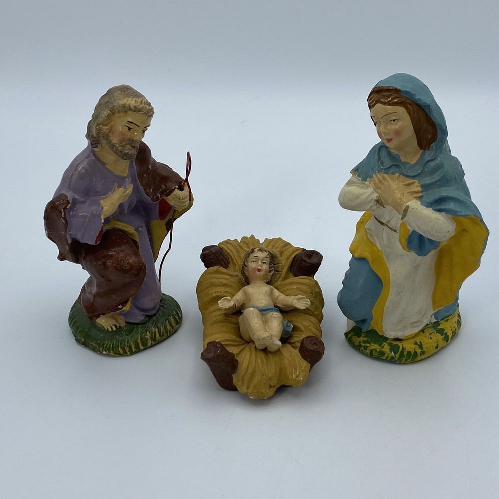 Vintage Nativity Scene Made In Italy Figures 5