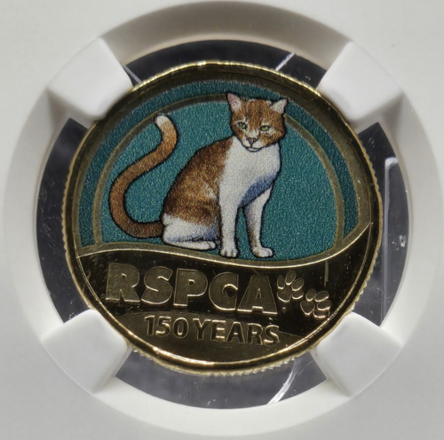 2021 AUSTRALIA $1 RSPCA 150TH ANNIVERSARY - CAT - NGC MS67 - KITTEN - Picture 3 of 10