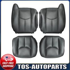 For 2003-2006 GMC Sierra Chevy Silverado Front Leather Seat Cover 4pcs Dark Gray