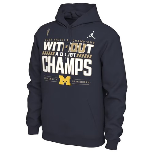 NWT 2023 National Champions Michigan Wolverines Locker Room Pullover Hoodie S,M - Picture 2 of 3