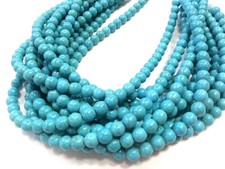 3 Strand Turquoise Round Smooth 8mm Gemstone Beads 12"inch Blue Turquoise