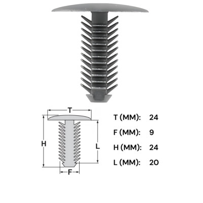 10x Innenverkleidung Clips Befestigung Klips Halter Panel UNIVERSAL 9 mm Grau
