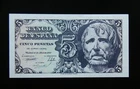 32 - SPAIN  BANKNOTE 5 PESETAS  1947   "Séneca"  UNC  GEM