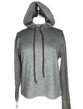 GapFit Brushed Tech Jersey Sz S Womens Long Sleeve Hoodie Split Fold Over Back