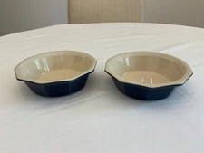 Emile Henry for Williams Sonoma Mini Pie Baking Dish Set of 2 Blue 31.72 France