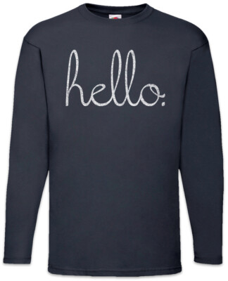 Hello II Herren Langarm T-Shirt Fun Nerd Computer Scientist Social Interaction
