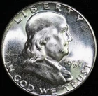1957 FRANKLIN SILVER HALF DOLLAR COIN - GEM BU UNC