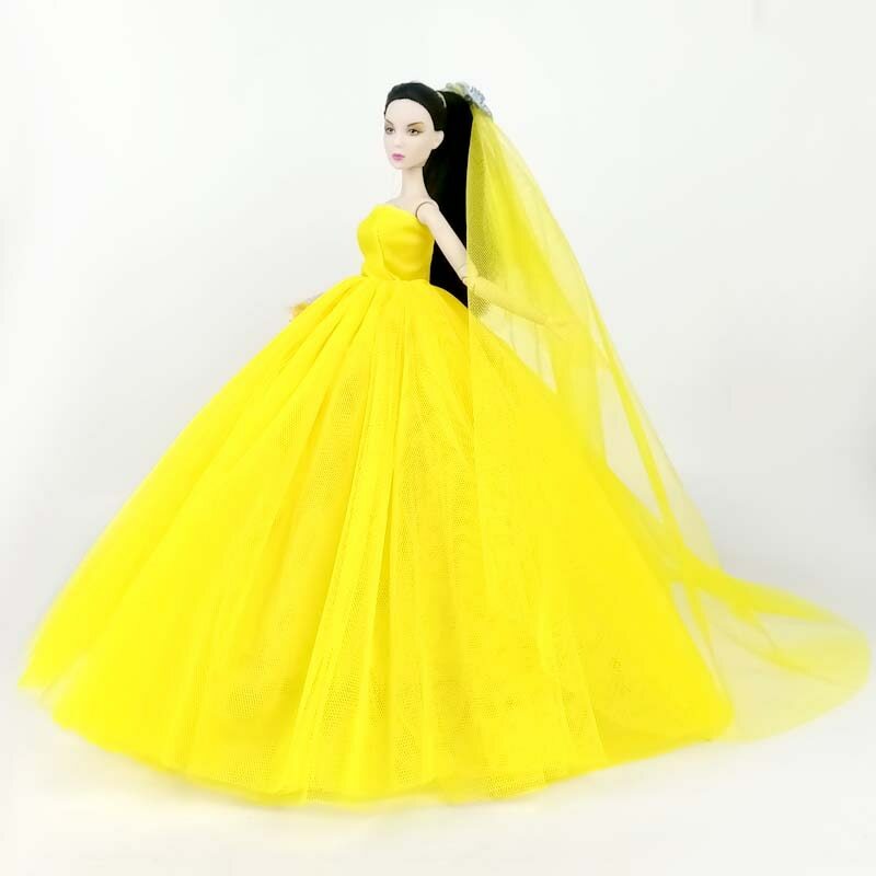 Yellow Doll Dress For 11.5" Doll Clothes High Quality Long Tail Evening Gown Toy eBay