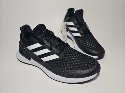 Adidas RapidaRun J Big Boys Black Mesh Running Shoes, Size 7