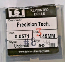 TCT REPOINTED DRILLS UCY 1.45MM 0.0571" DIA 0.413" FLUTE (LOT OF 50)