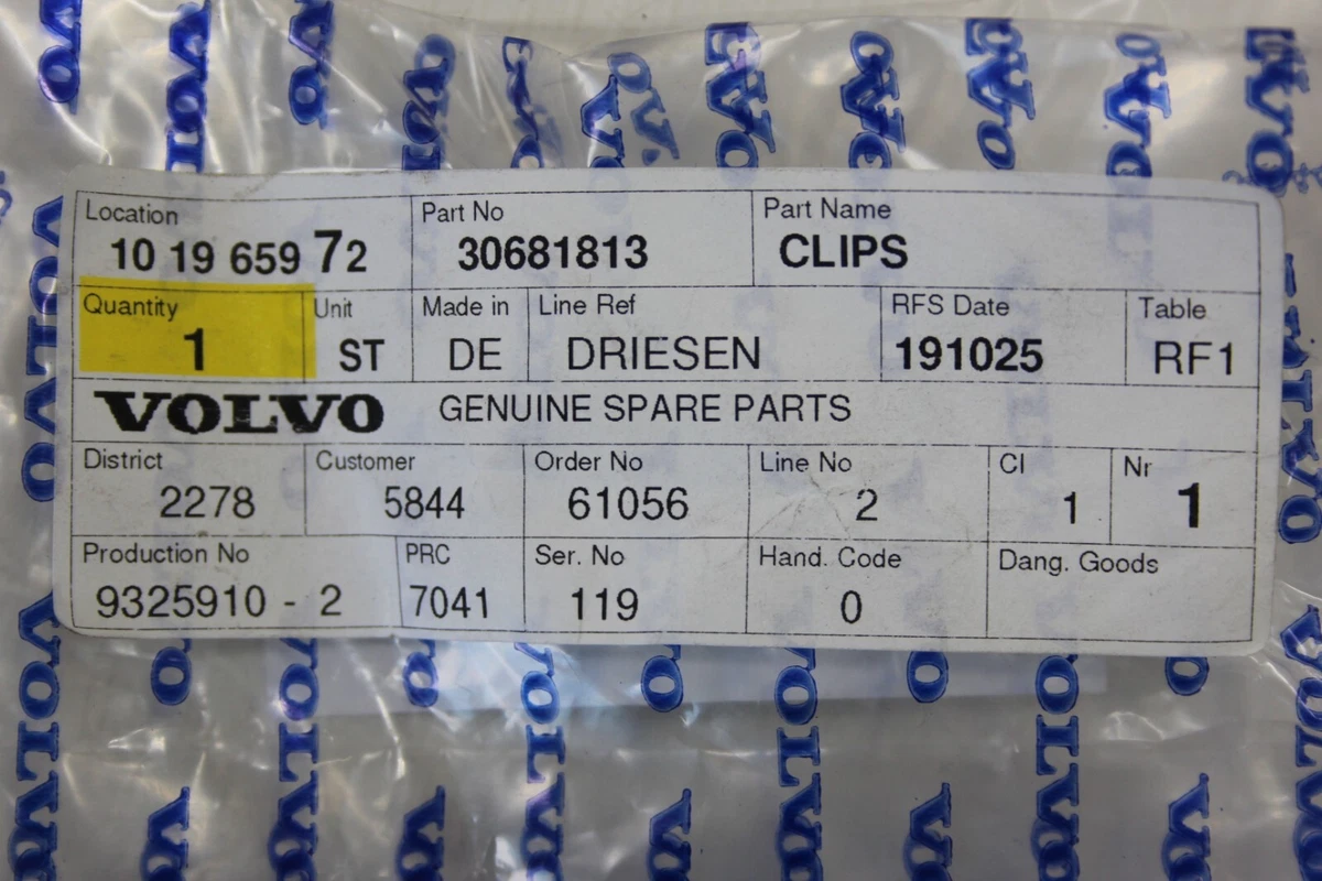 100134 Original Volvo Halteklammer Clip 30681813 | eBay 