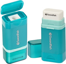 Image of Swordfish Combo Pencil Sharpener with Mess-Free Canister and Eraser [Pack of 1] 