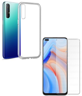 HANDY SCHUTZ HÜLLE TPU + DISPLAY GLASFOLIE SCHUTZGLAS Für OPPO RENO 3 PRO LCD