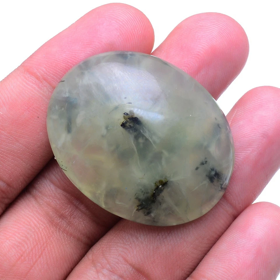 124 Cts Natürlich Prehnit Schwarz Nadeln Oval Cabochon Anhänger Größe Lose - Bild 3 von 4