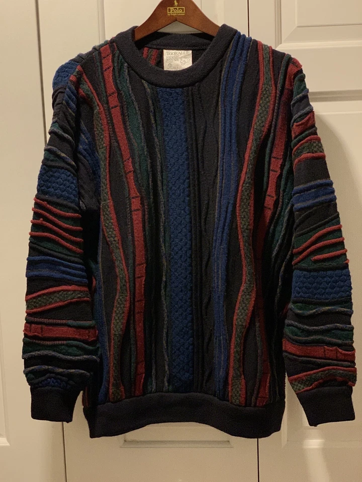 Vintage TOORALLIE Australia Multicolor Pure WOOL 3D Knit SWEATER COOGI STYLE 90s - Image 2 of 4