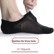 5/10 Pairs Bamboo No Show Socks Noslip Ankle Sport Breathe Mesh Men/Women 6-11