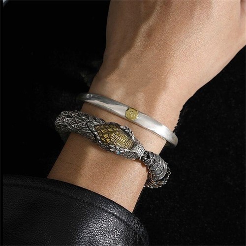 Vintage Schlange Wikinger Armband Herren Damen Punk Glück Armreif Schmuck Charm - Picture 3 of 11