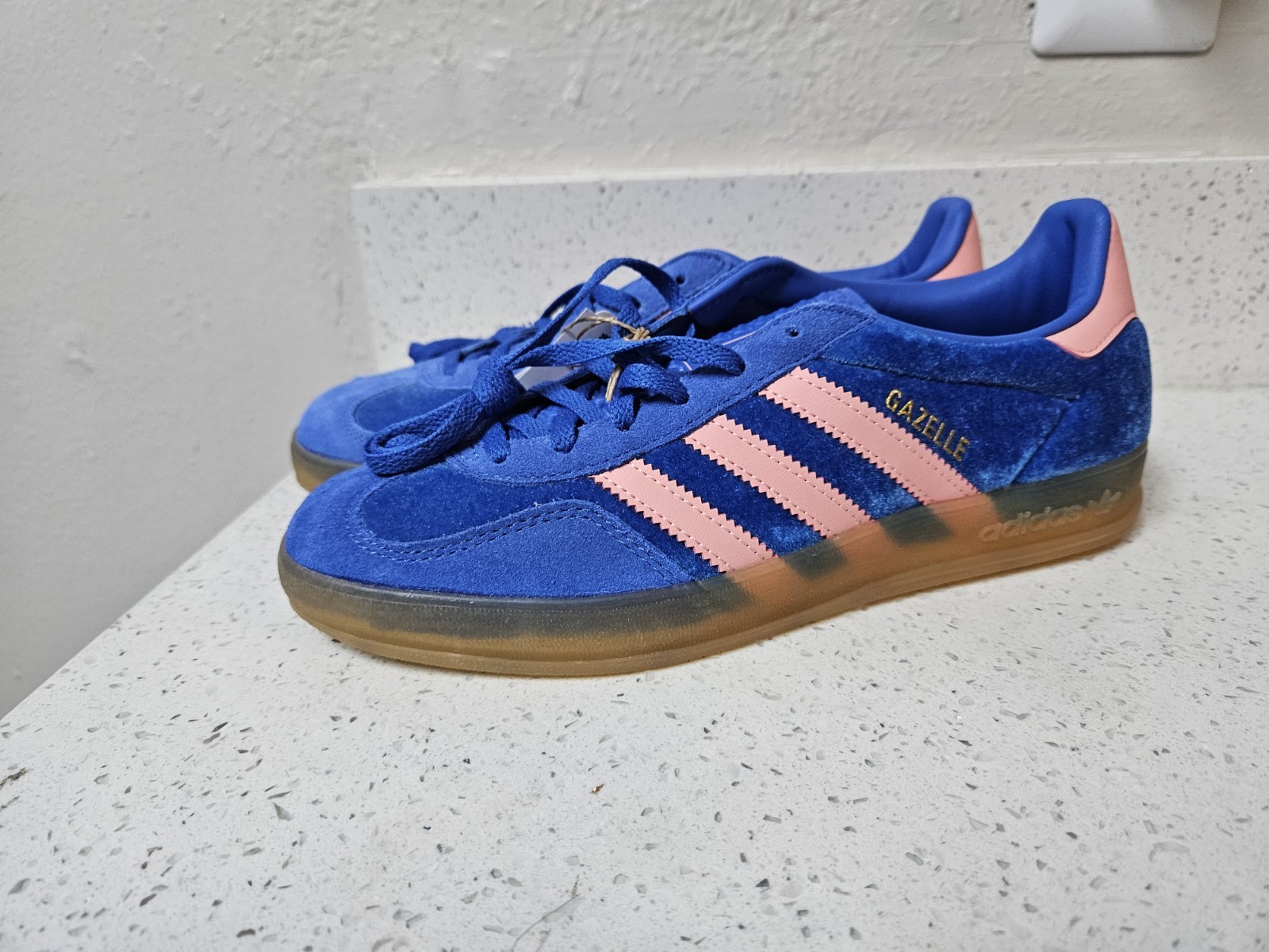 Adidas Gazelle Indoor 'Blue Semi Pink Velvet' Women's  - IG6785 Size 7.5 thumbnail 3
