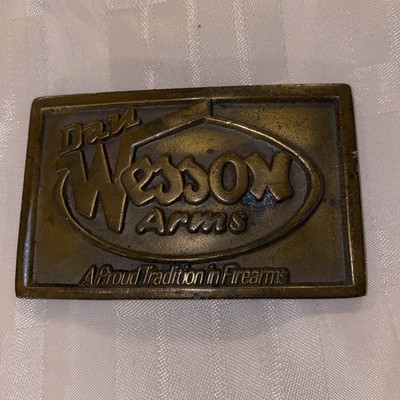 Dan Wesson Arms Proud Tradition of Firearms Vintage 1970s USA Brass Belt Buckle